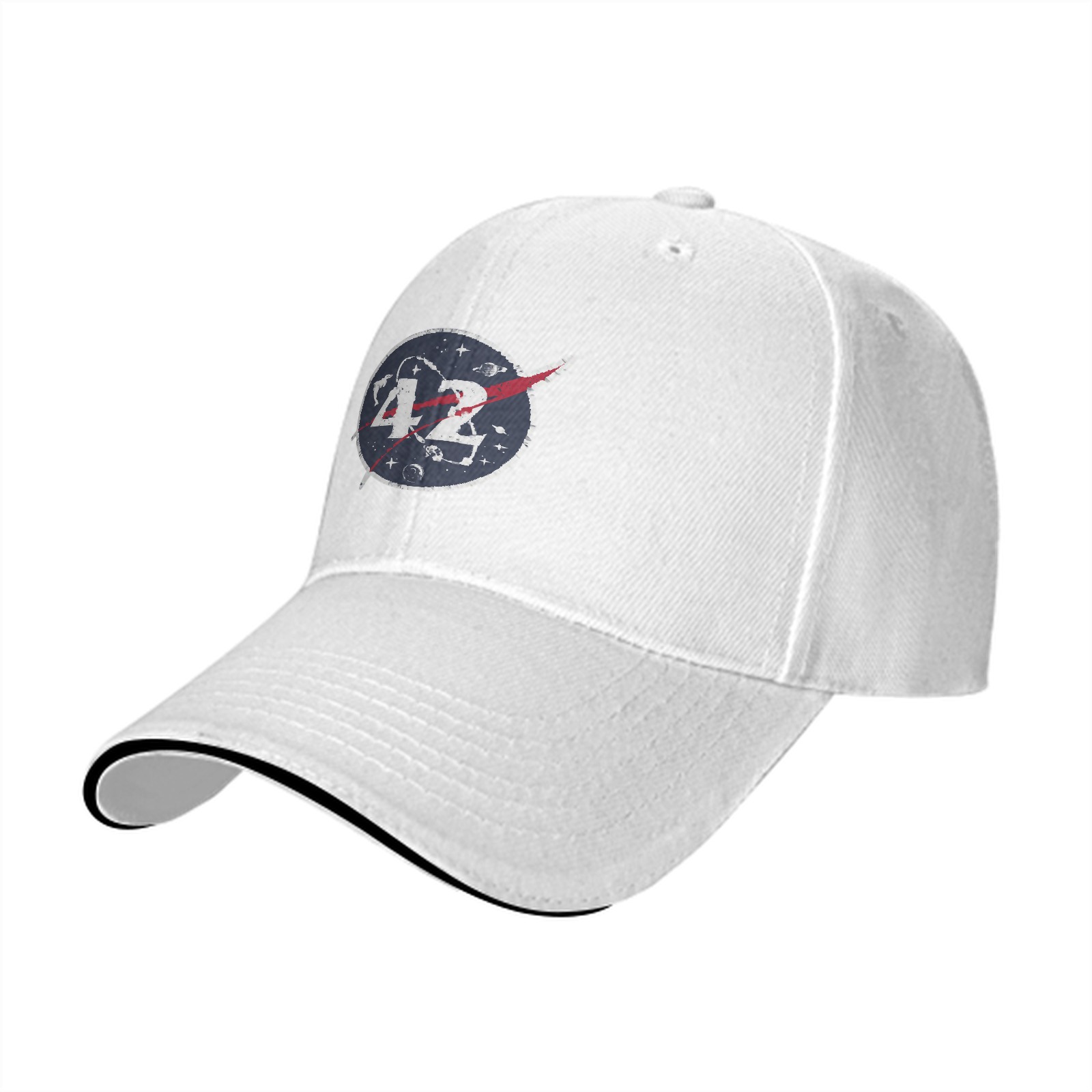 Black baseball cap with space themed number 42 logo