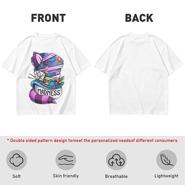 Olive T-Shirt With Mad Hatter Cheshire Cat Madness Graphic