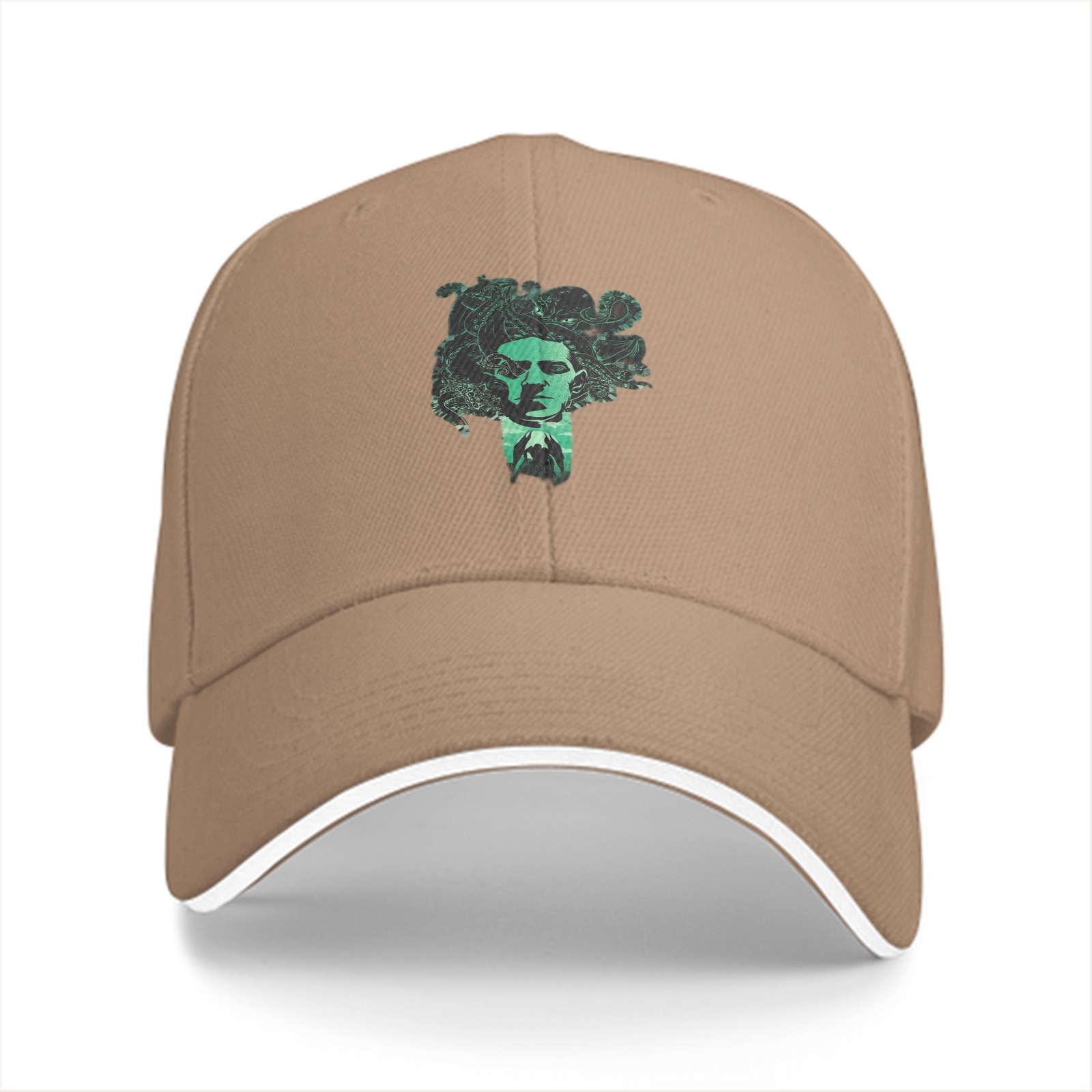Black Baseball Cap With Green Medusa Head Graphic