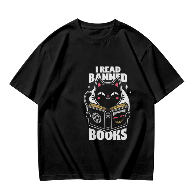 I Read Banned Books Black Cat Graphic T-Shirt