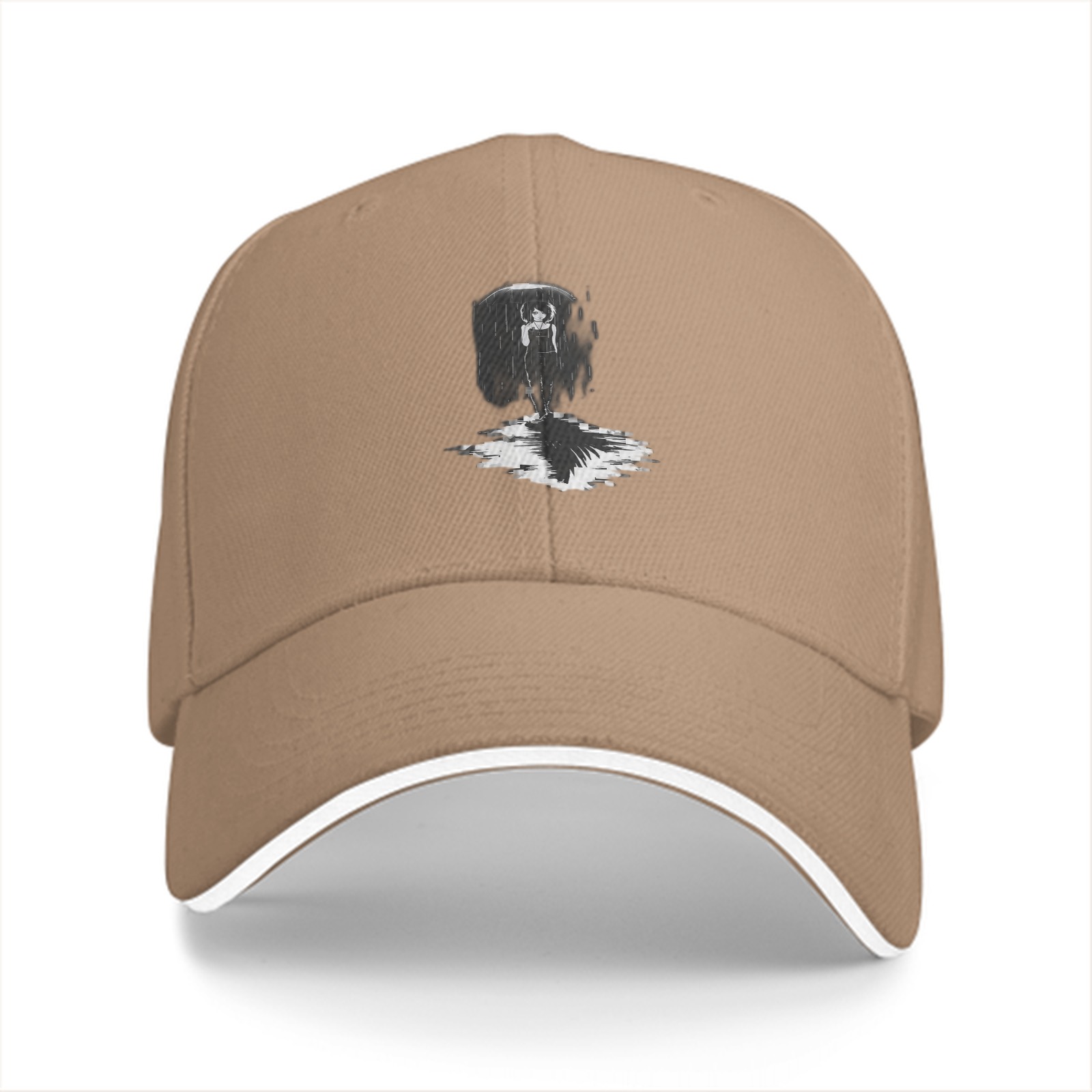 Black baseball cap with abstract figure reflection graphic