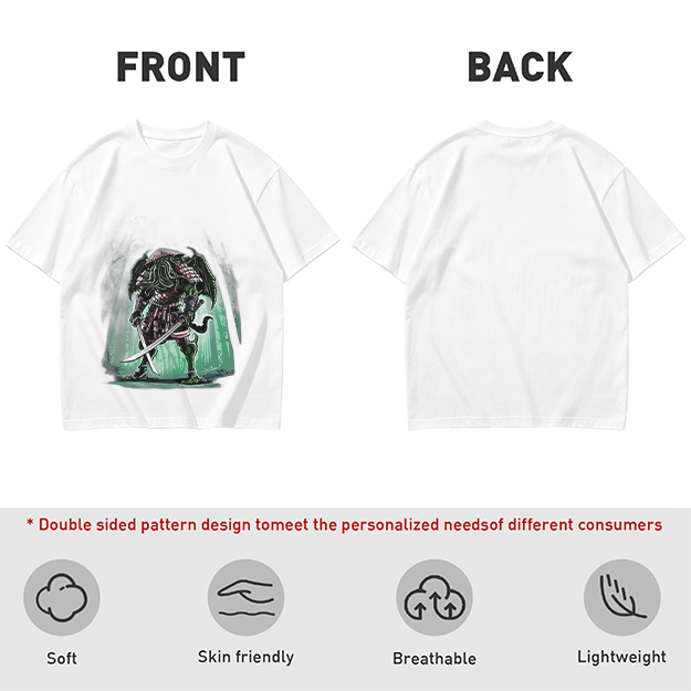 Olive T-Shirt With Samurai Cthulhu Warrior Graphic Print