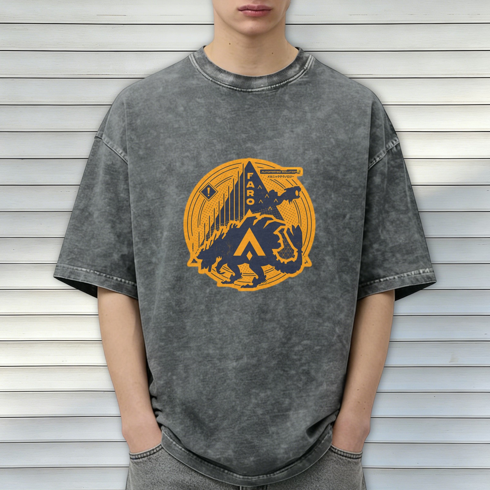 FARO themed acid wash graphic t-shirt