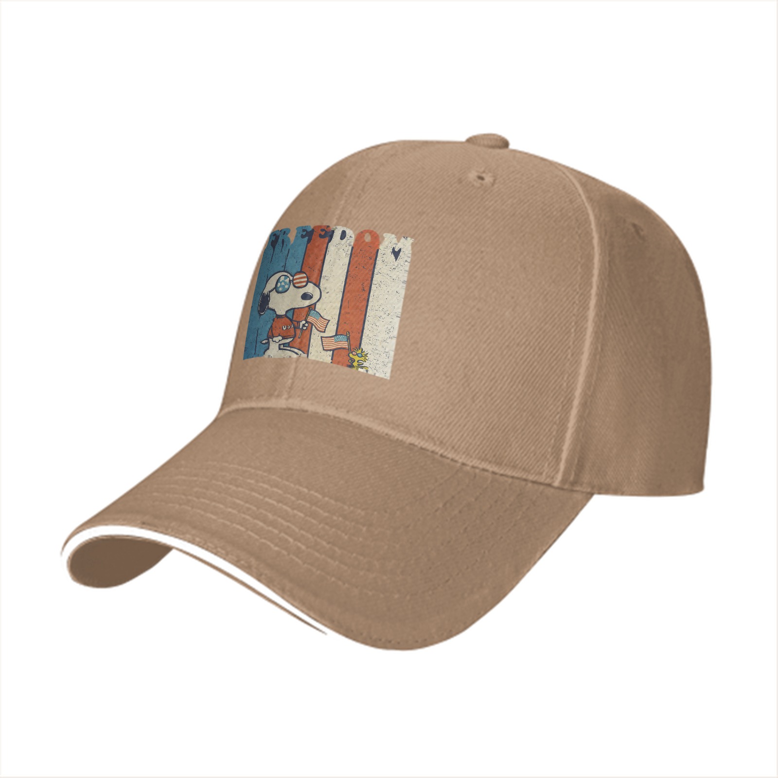 Black baseball cap with Snoopy Freedom patriotic graphic design