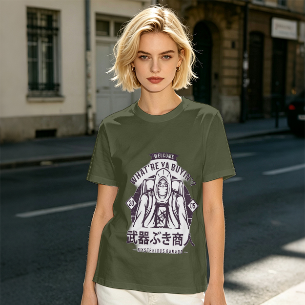 Mysterious Merchant Graphic Olive T-Shirt