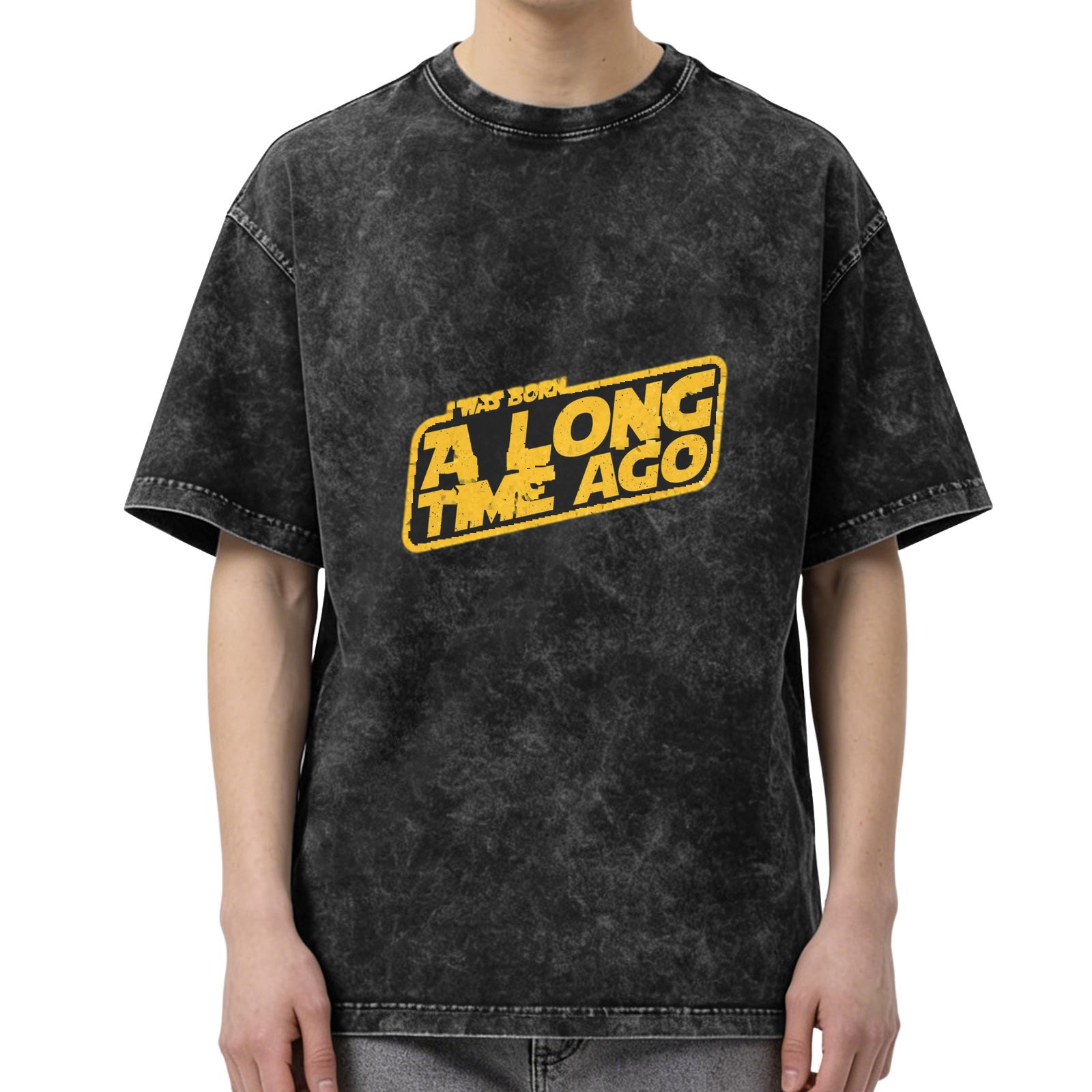 Star Wars Inspired 'I Was Born A Long Time Ago' Acid Wash Oversized T-Shirt