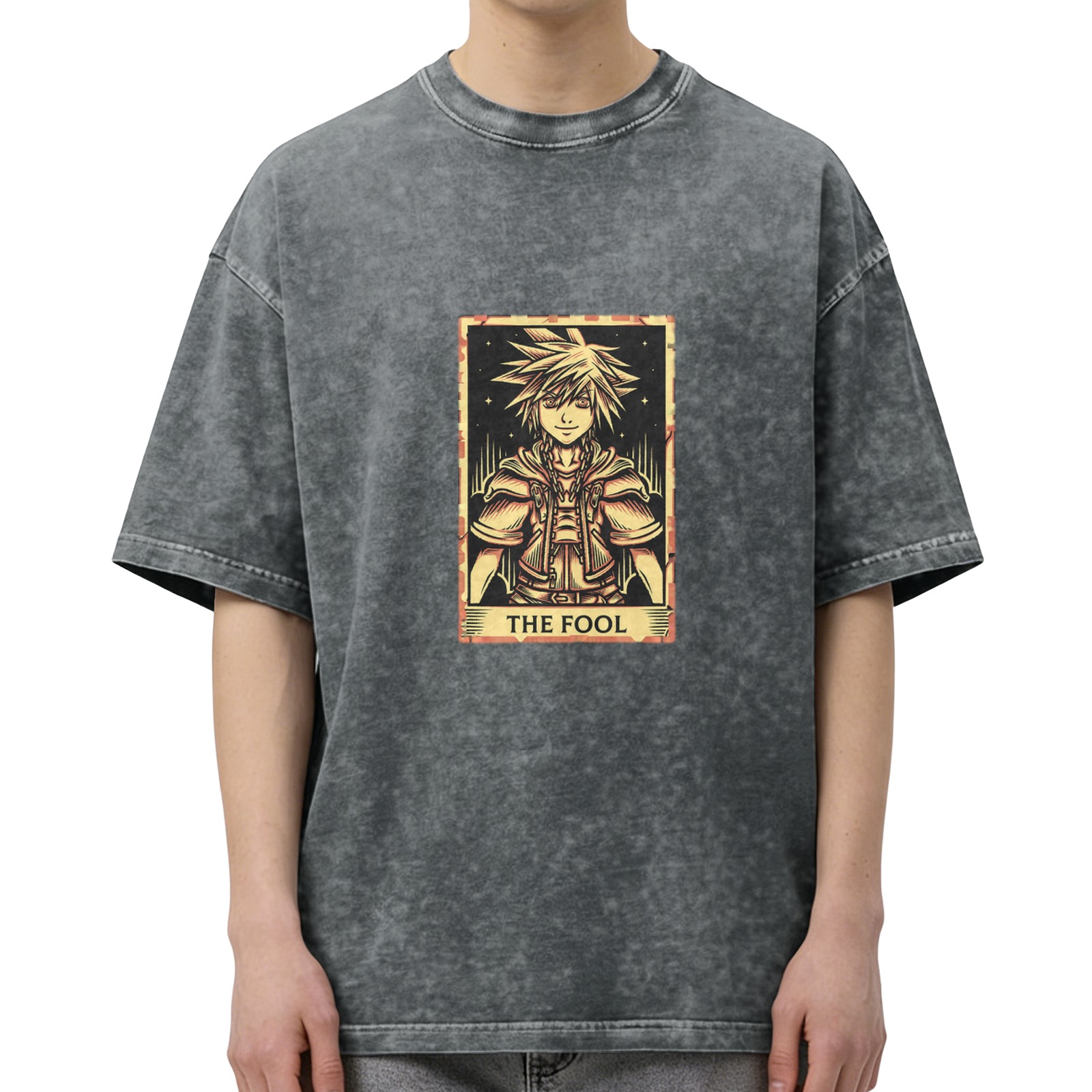 Kingdom Hearts Sora The Fool Tarot Card Acid Wash T-Shirt