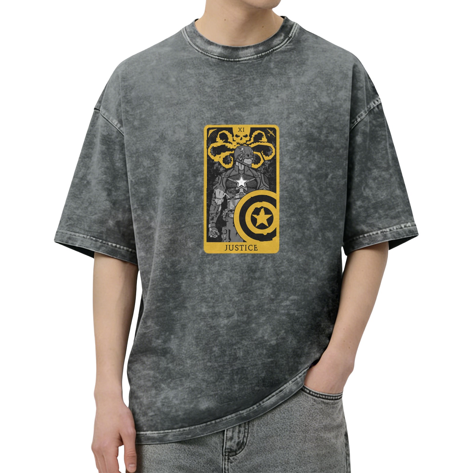 Hydra Captain America Justice Tarot Stonewashed T-Shirt