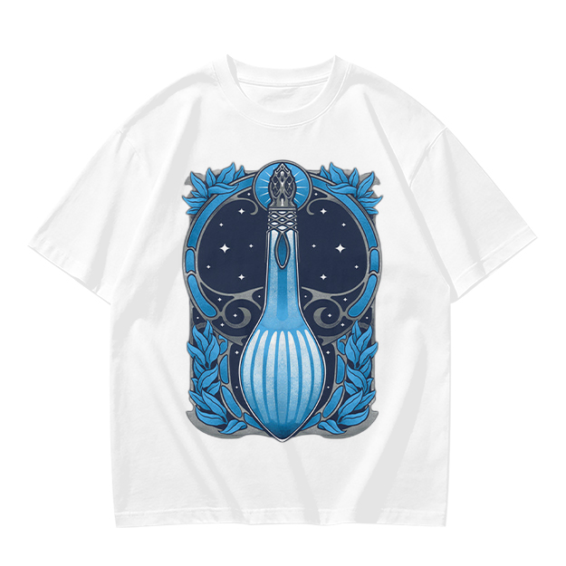 Olive T-Shirt With Art Nouveau Celestial Lute Graphic Print