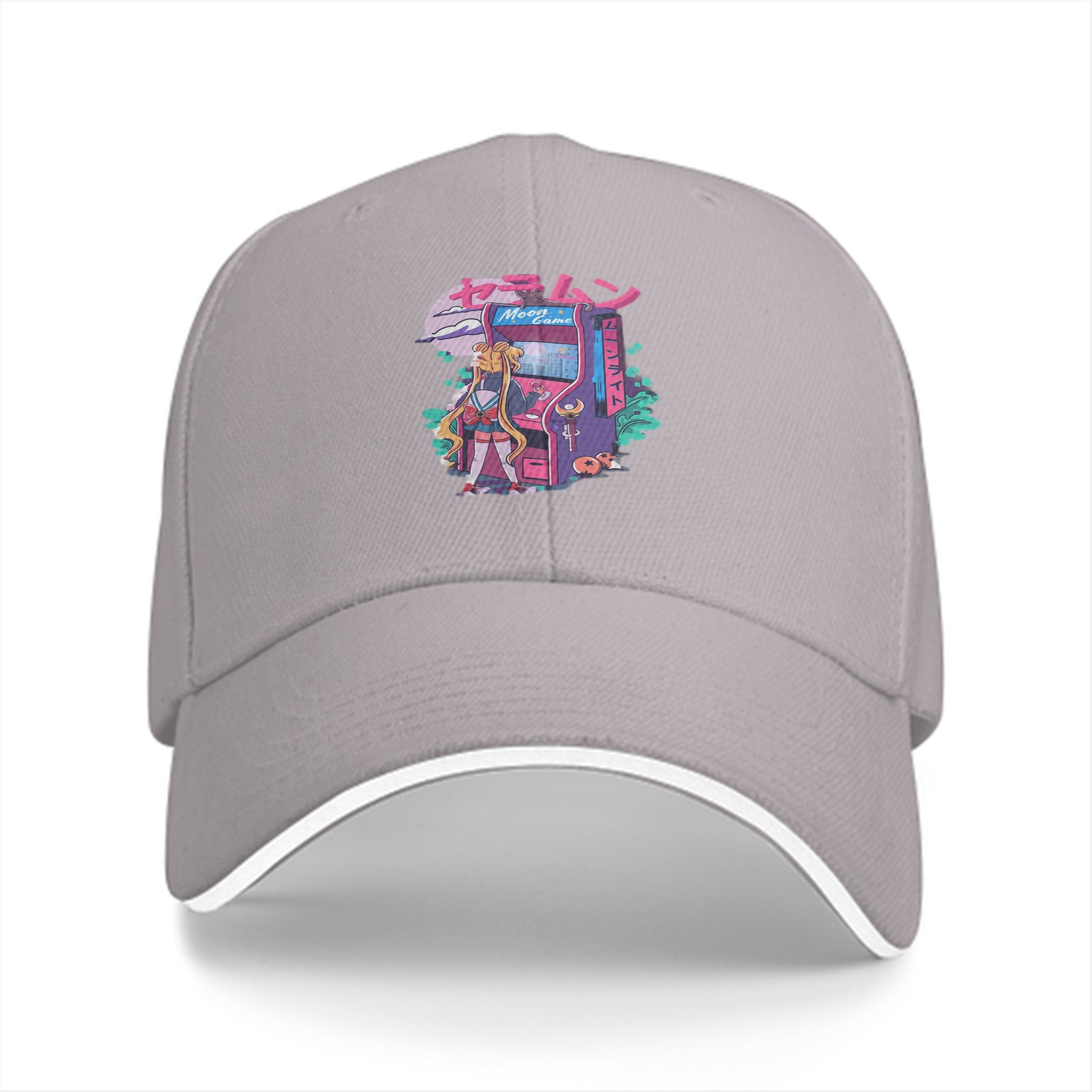 Black Baseball Cap With Anime Arcade Game Graphic