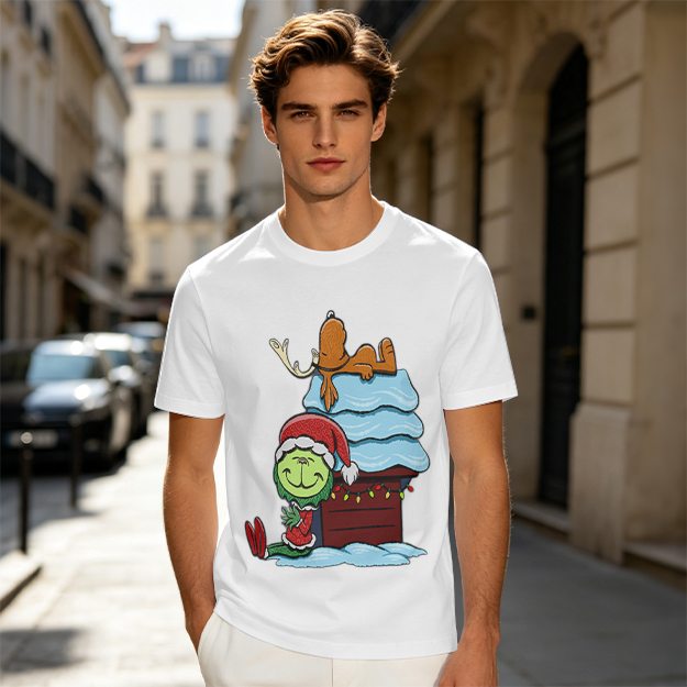 Grinch and Max Christmas Doghouse Graphic T-Shirt