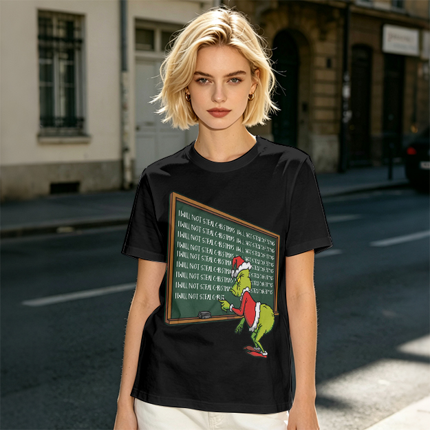 Grinch I Will Not Steal Christmas Chalkboard T-Shirt