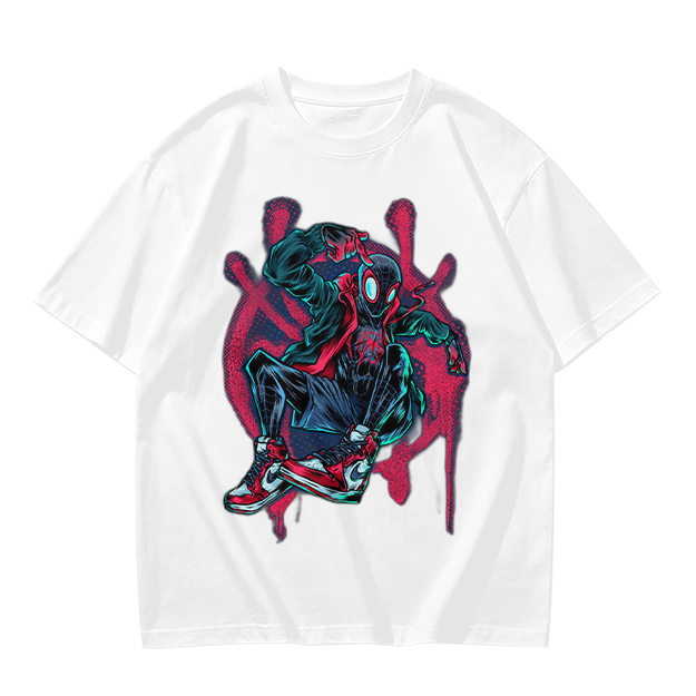 Olive T-Shirt Featuring Miles Morales Spider-Man Graffiti Art