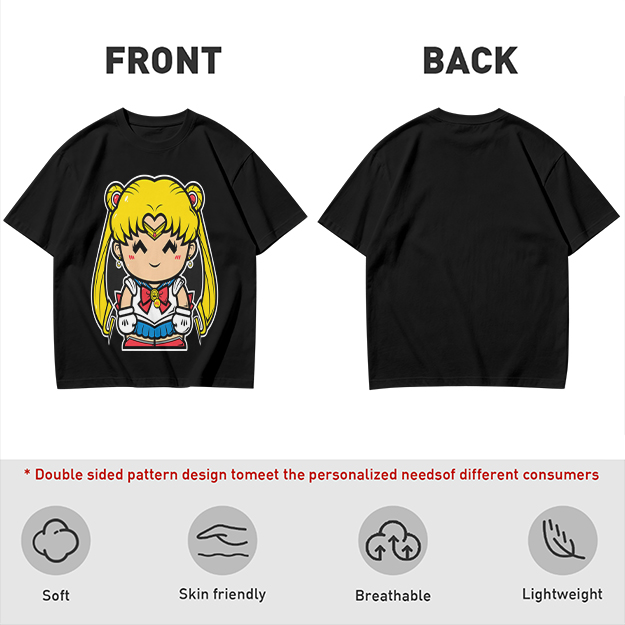 Olive T-shirt with Chibi Sailor Moon Graphic Print