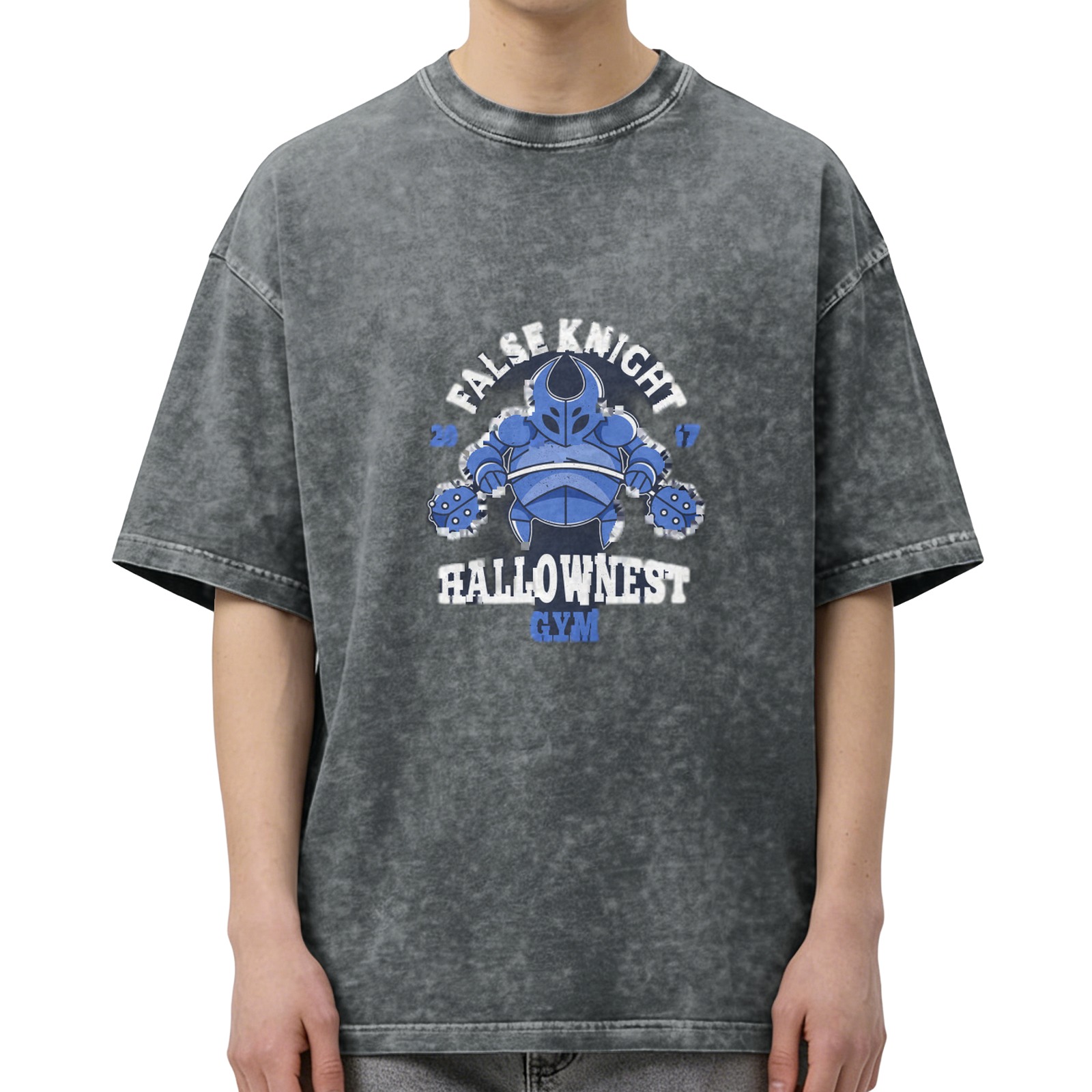 False Knight Hallownest Gym Graphic Washed Black T-Shirt