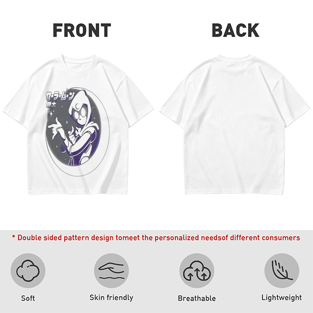 Olive T-shirt with Moon Warrior Anime Graphic Print