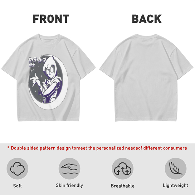 Olive T-shirt with Moon Warrior Anime Graphic Print