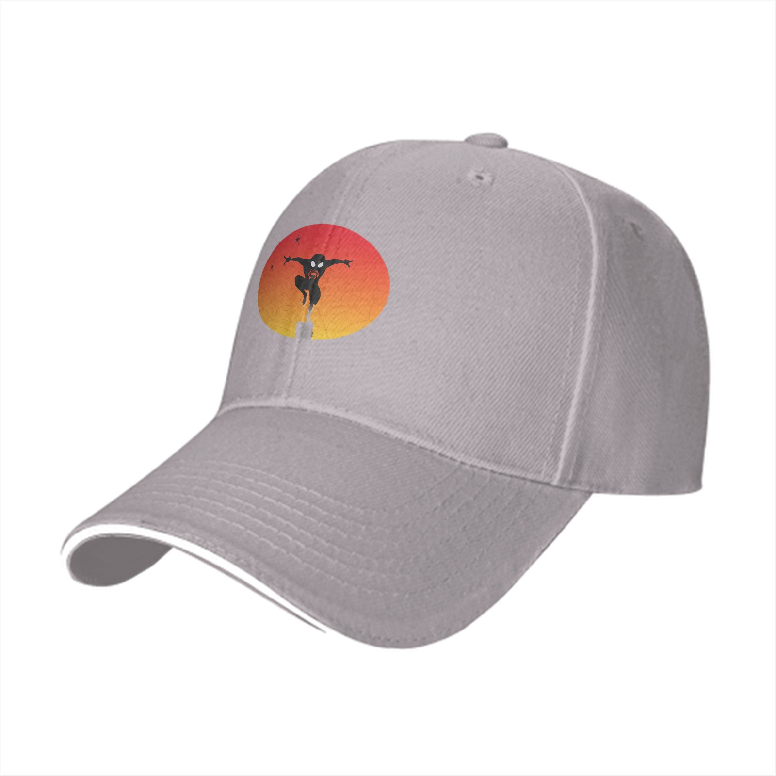 Black Baseball Cap With Ninja Silhouette Sunset Graphic