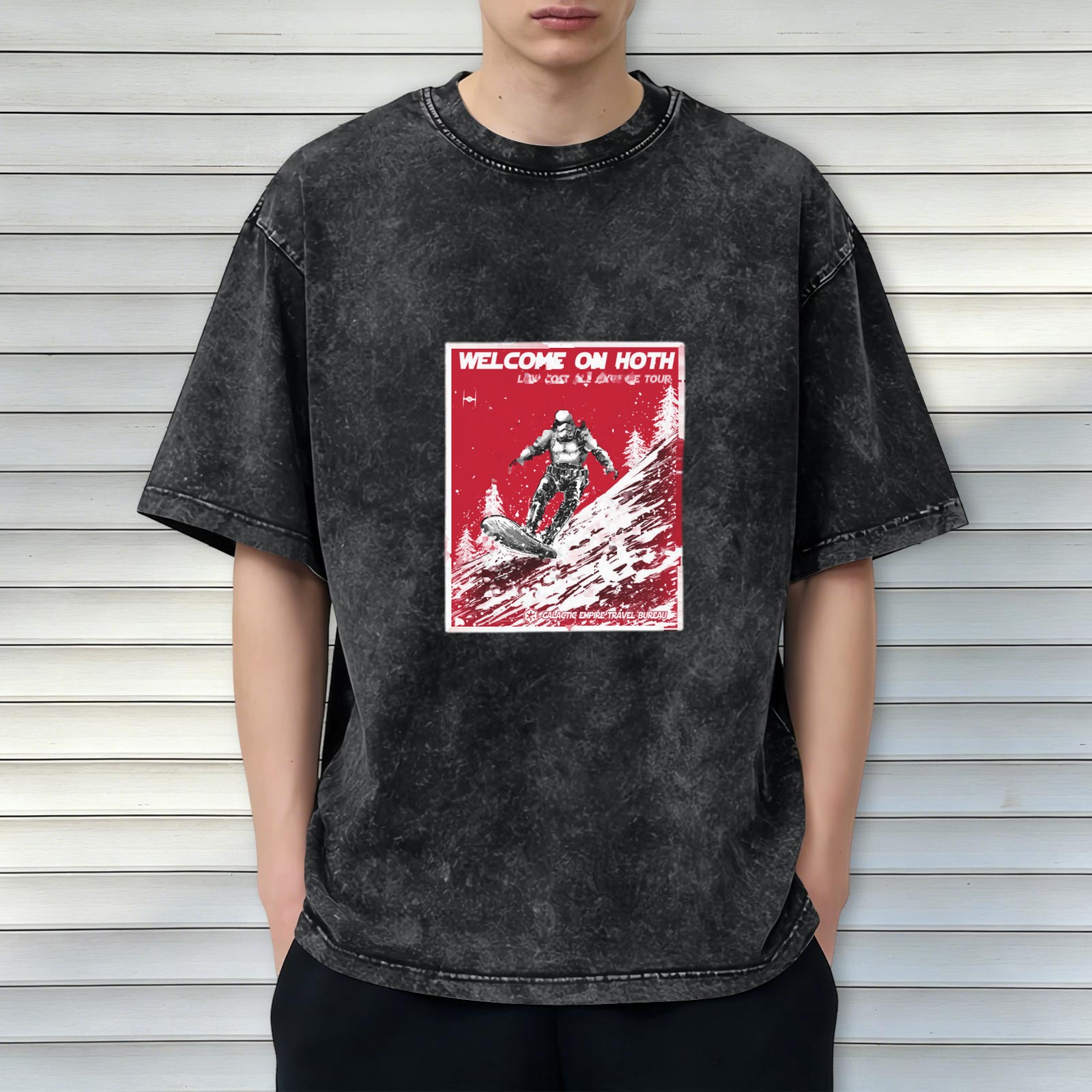 Welcome On Hoth Stormtrooper Snowboarding Acid Wash T-Shirt