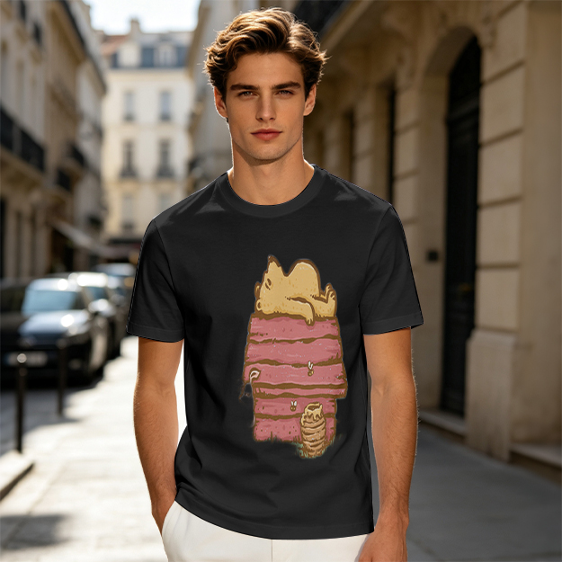 Olive T-Shirt with Bear Napping on Honey Pot Print