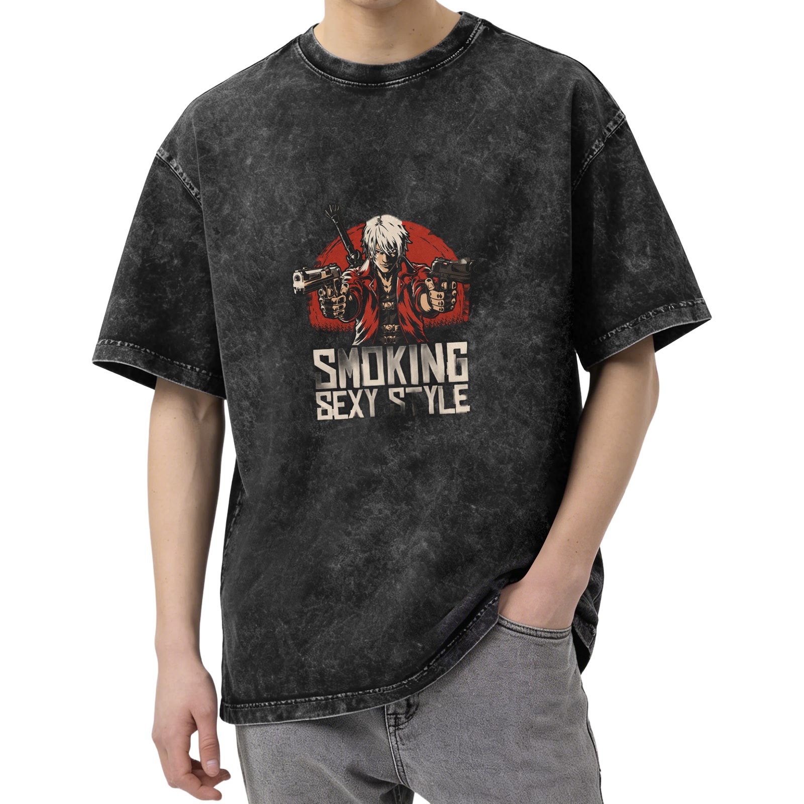 Devil May Cry Inspired Oversized Stonewashed Graphic T-Shirt