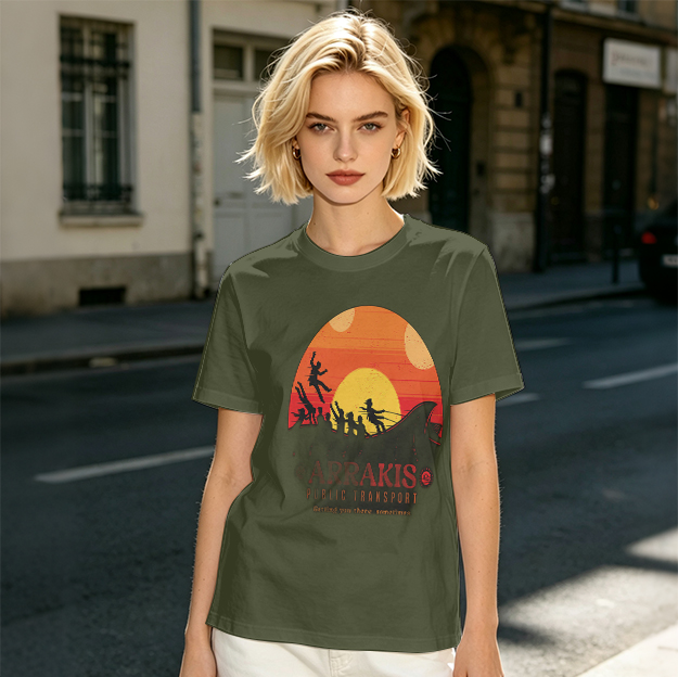 Arrakis Public Transport Sandworm Sunset Silhouette T-Shirt