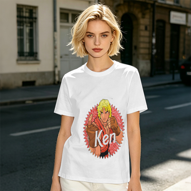 Olive T-shirt with Street Fighter Ken Graphic Print