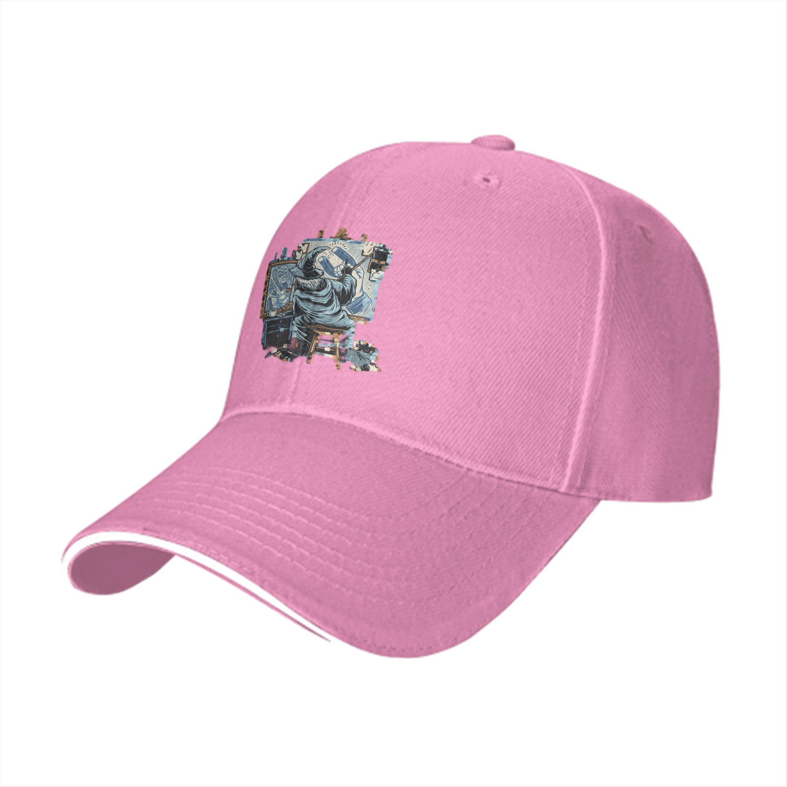 Black Baseball Cap With Grim Reaper Artist Painting Print