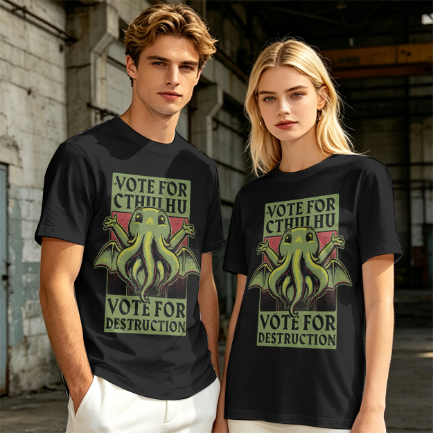 Vote For Cthulhu Funny Graphic T-Shirt Design