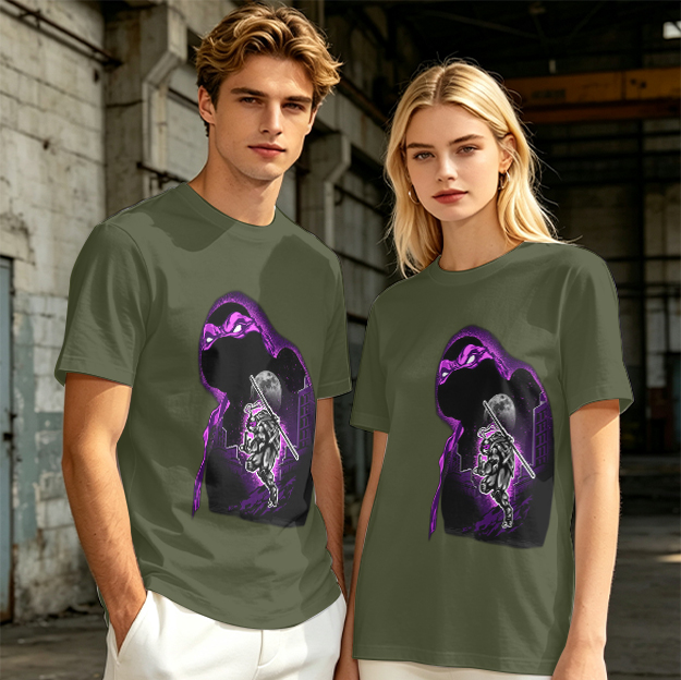 Olive T-Shirt With Purple Ninja Turtle Night Graphic Print