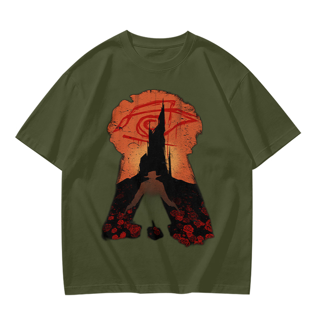 Olive T-Shirt With Dark Tower Keyhole Silhouette Art Print