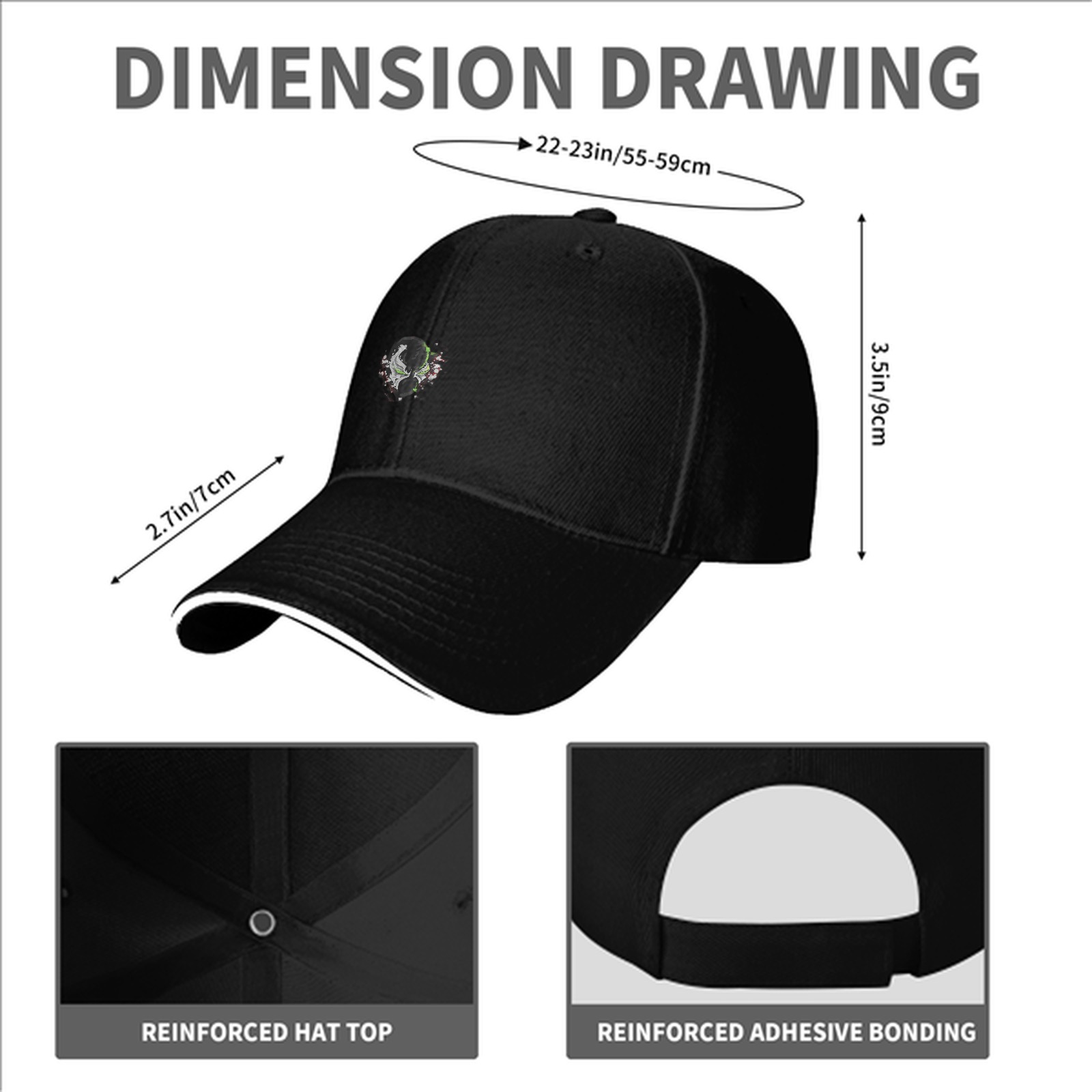 Black Baseball Cap With Abstract Splatter Art Graphic