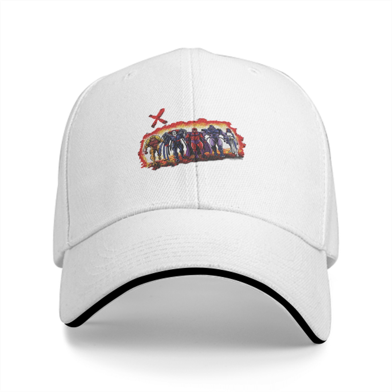 Black baseball cap with X-Men villain group graphic print