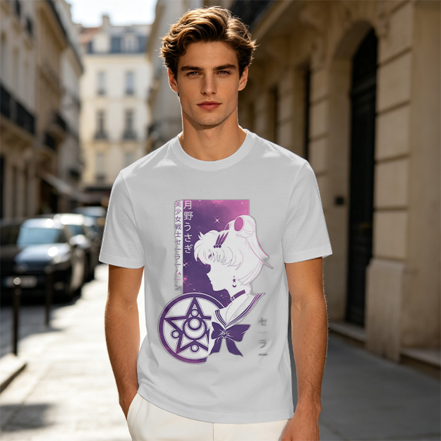 Olive T-shirt with Sailor Moon Anime Silhouette Graphic