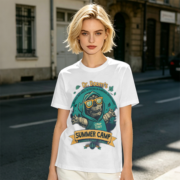 Dr. Doom's Summer Camp Themed Graphic T-Shirt