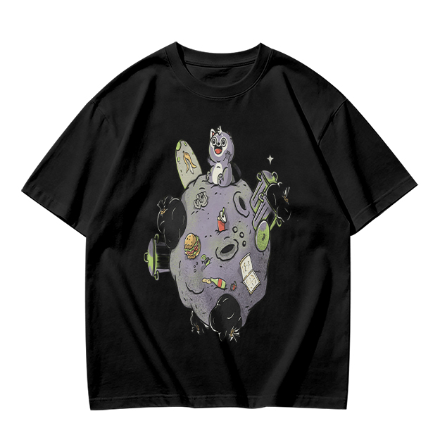 Olive Green T-Shirt With Space Raccoon On Asteroid Graphic