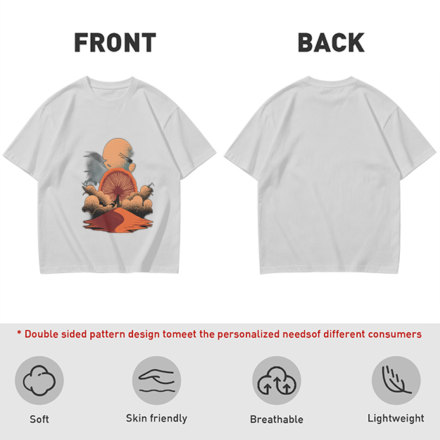 Olive T-Shirt with Surreal Desert Sunset Graphic Print