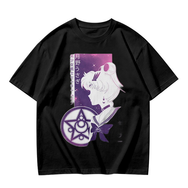 Olive T-shirt with Sailor Moon Anime Silhouette Graphic