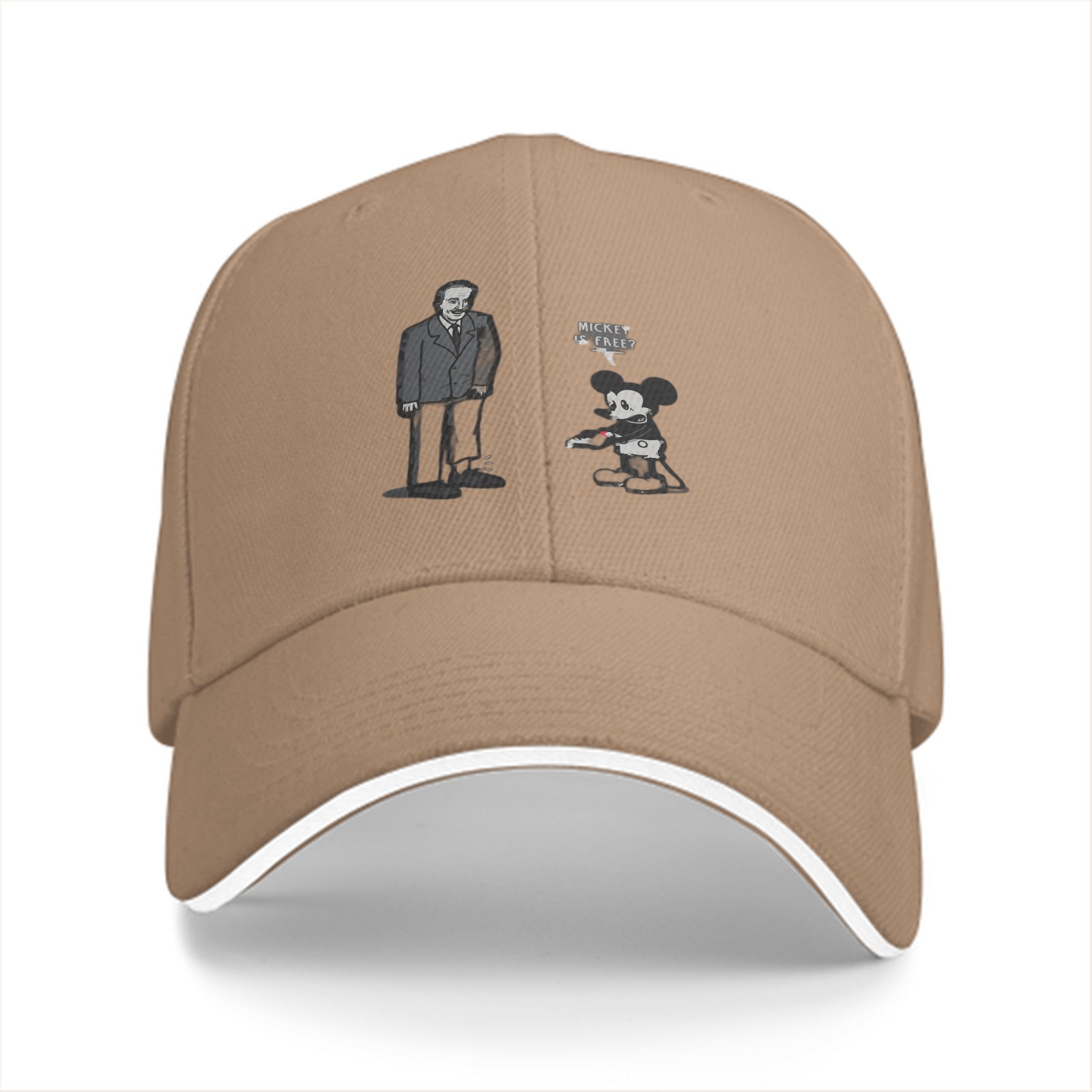 Black baseball cap with Mickey and Einstein graphic print