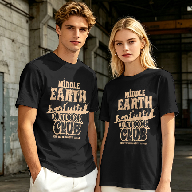 Middle Earth Outdoor Club T-Shirt with Fellowship Silhouette