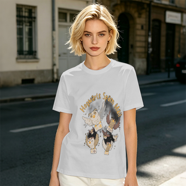 Olive t-shirt with Hogwarts Spam Mail owl graphic print