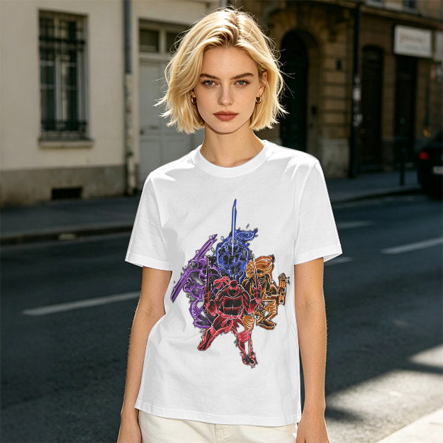 Olive T-shirt with Neon Teenage Mutant Ninja Turtles Graphic