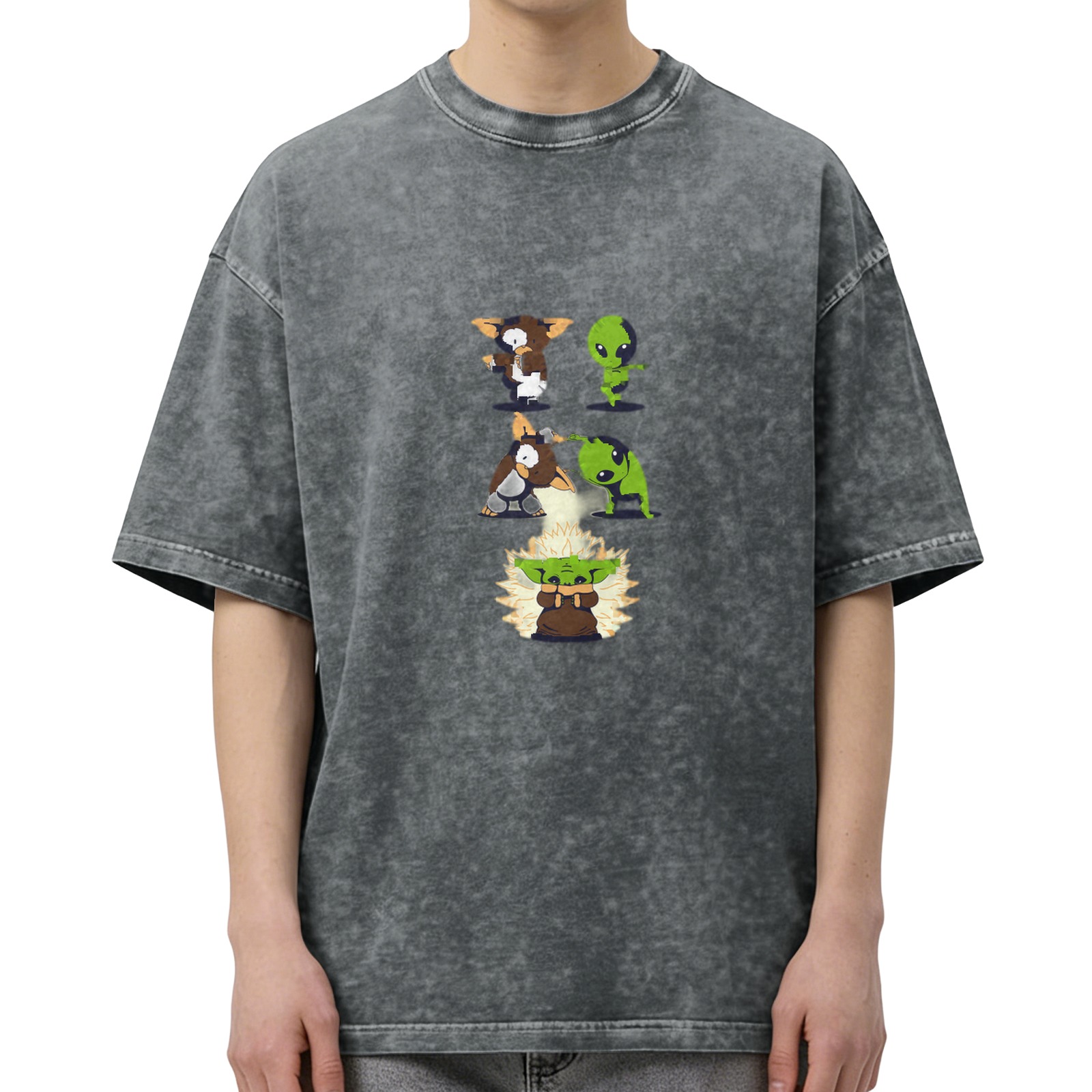 Vintage Washed T-Shirt With Cute Pop Culture Character Art