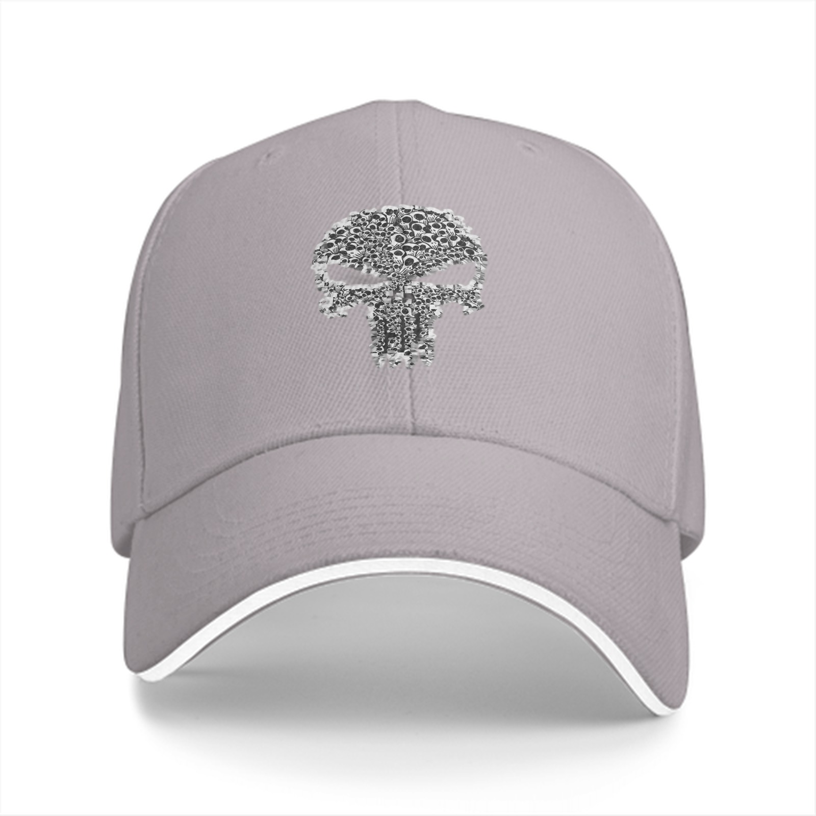 Black Baseball Cap With Textured Skull Emblem