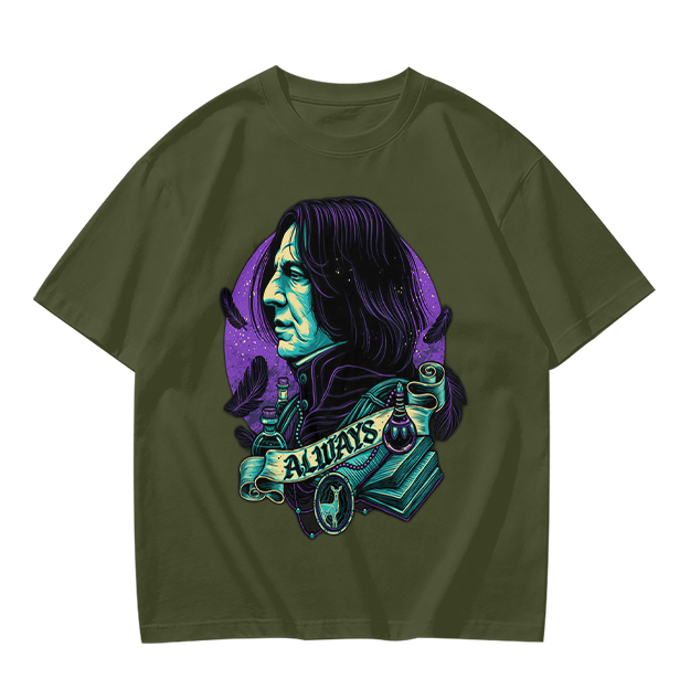 Olive T-Shirt With Severus Snape 'Always' Fantasy Art Print
