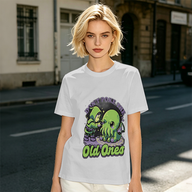 Don't Poke The Old Ones Cute Cthulhu Graphic T-Shirt