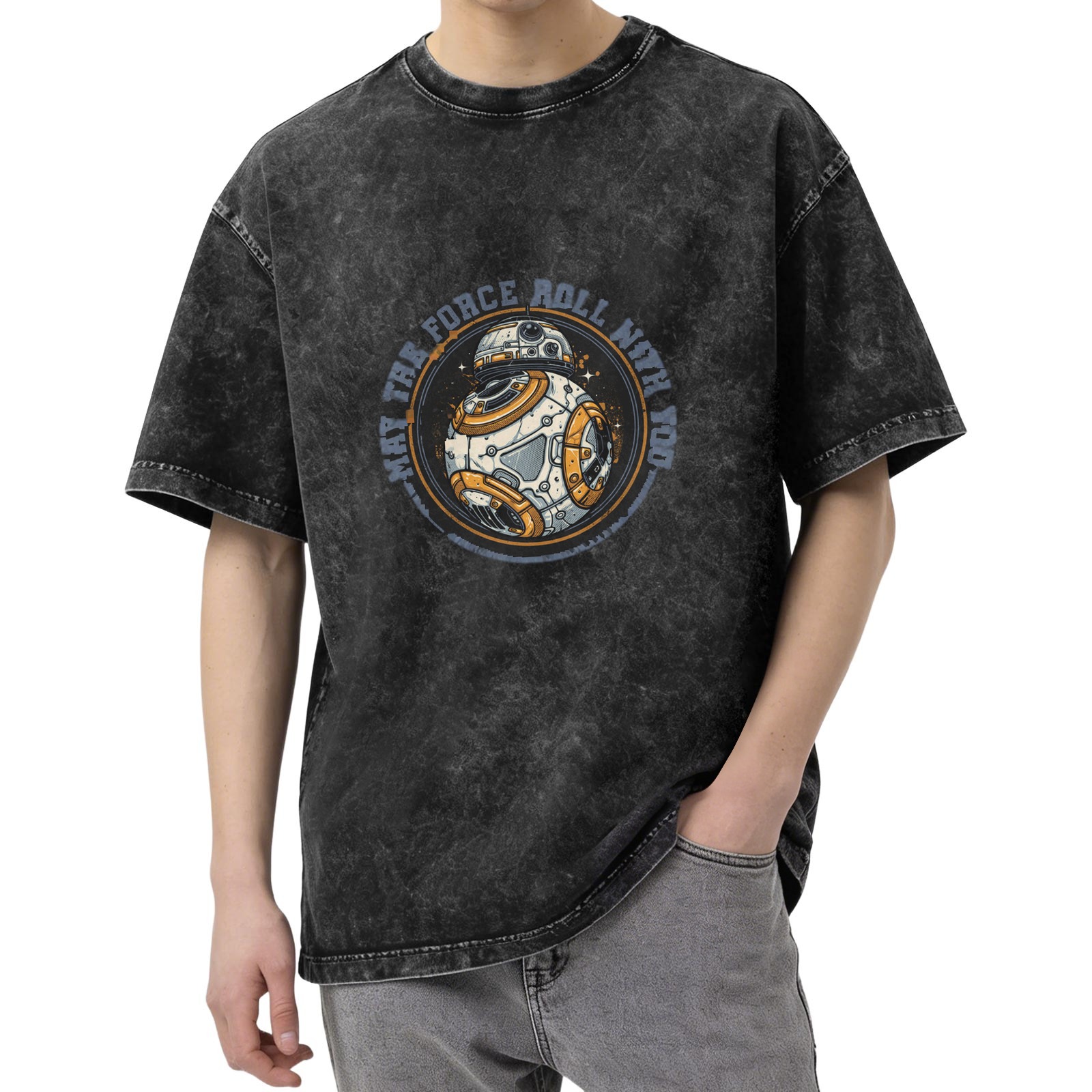 Star Wars BB-8 Droid Graphic Acid Wash Cotton T-Shirt