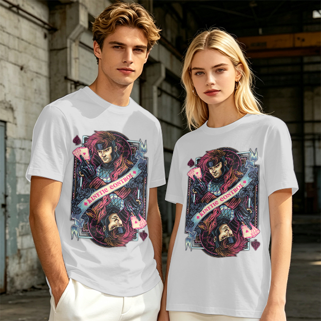 Olive T-Shirt With Gambit Kinetic Control Playing Card Art