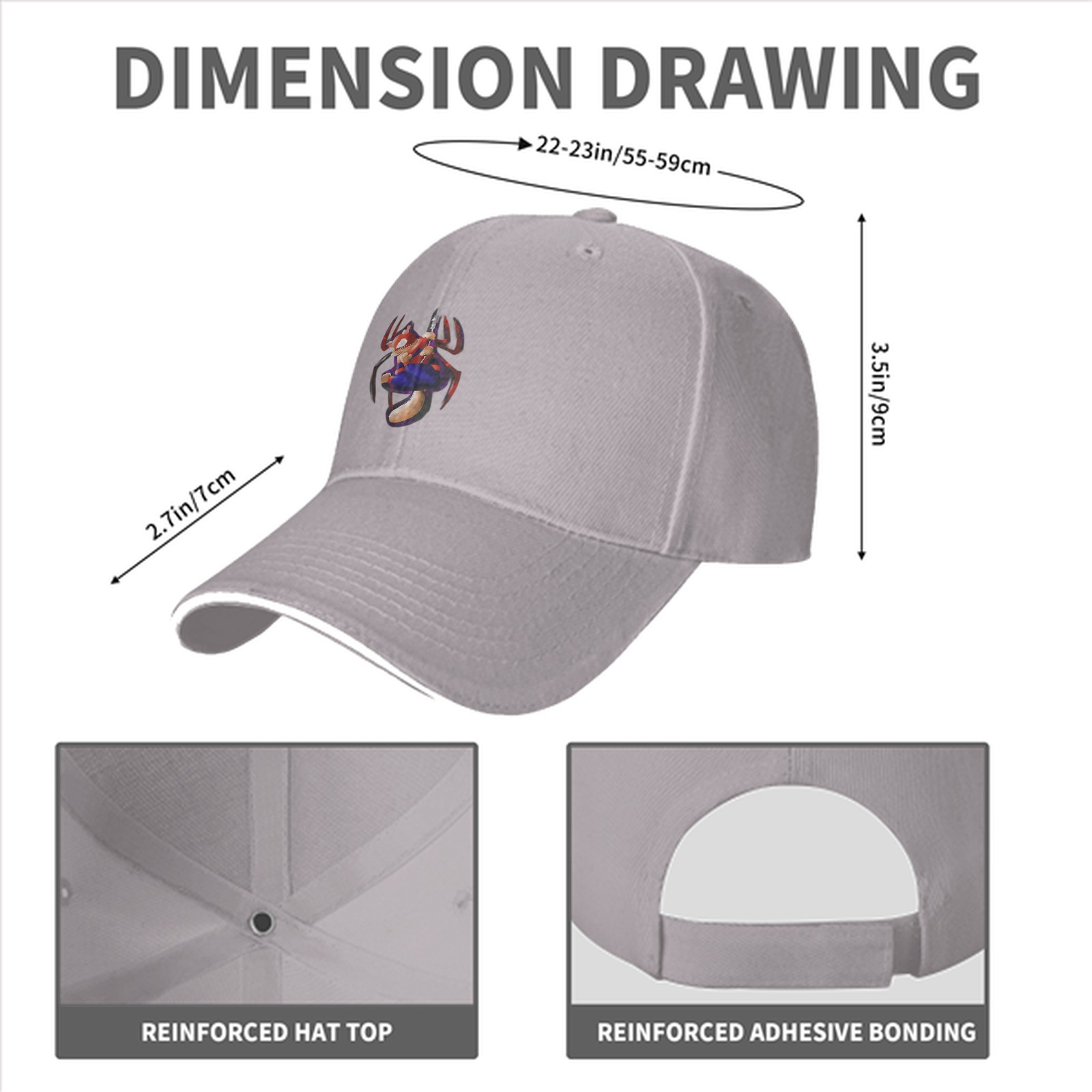 Black baseball cap with spider squirrel superhero graphic print