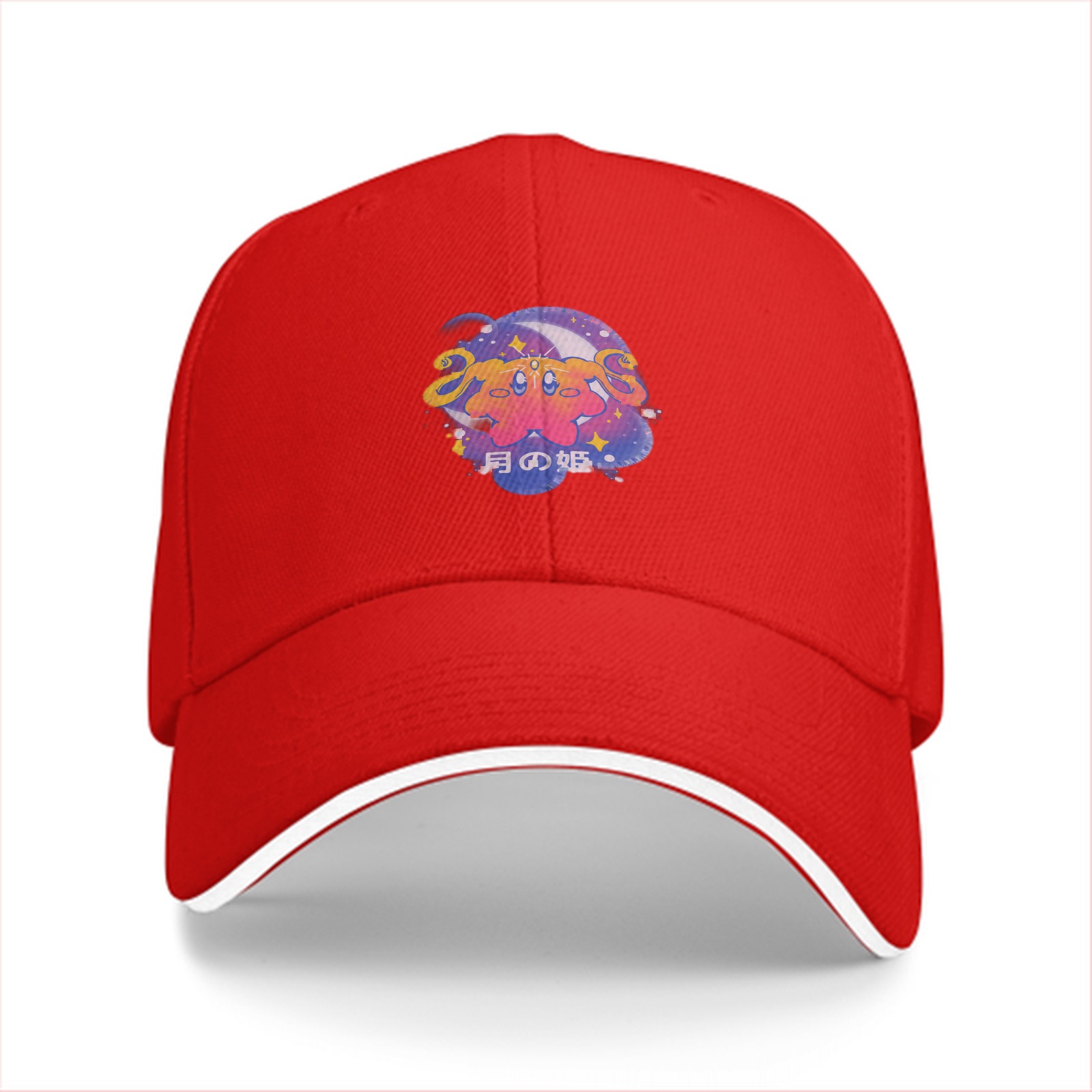Black baseball cap with cosmic anime character graphic